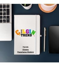 Çılgıntrend Kalemli A5 Çizgili Orta Boy Beyaz Not Defteri
