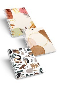 Conotes Brown Series A5 Kareli Spiralli Orta Boy Kahverengi 3'lü Set Not Defteri