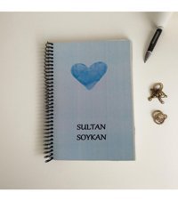 Algitsin Mavi Ay A5 Kareli Küçük Boy Beyaz Not Defteri
