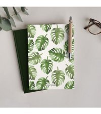 Bikutumutluluk Monstera Kalemli A5 Çizgisiz Orta Boy Beyaz Not Defteri
