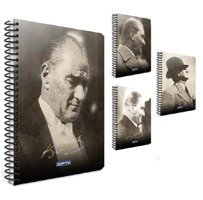 Gıpta Atatürk A4 Kareli Büyük Boy Siyah Not Defteri