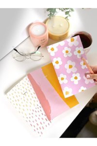 Juno Paper Juno A5 Çizgisiz Düz Orta Boy Pembe 3'lü Set Not Defteri