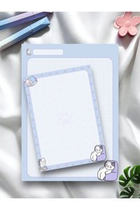Mirya Notes Kedi Temalı A4 Kareli Düz Orta Boy Mavi 2'li Set Not Defteri