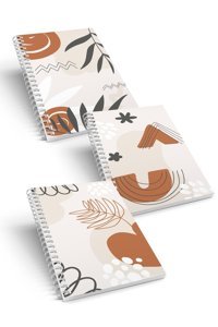 Conotes Wanderlust Series A5 Kareli Spiralli Orta Boy Kahverengi 3'lü Set Not Defteri