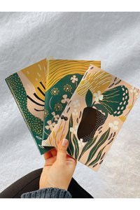 Juno Paper Juno A5 Çizgisiz Düz Orta Boy Çok Renkli 3'lü Set Not Defteri