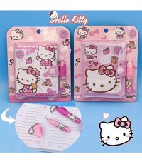 Zetmoda Hello Kitty Kalemli A7 Çizgili Çıtçıtlı Küçük Boy Pembe 2'li Set Not Defteri