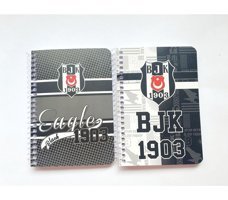 Timon Beşiktaş A6 Çizgili Spiralli Küçük Boy Siyah 2'li Set Not Defteri