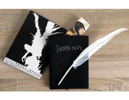 Meyra Accessories Death Note Kalemli A7 Çizgili Düz Küçük Boy Siyah Set Not Defteri