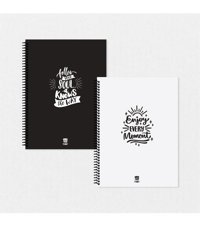 Tabby Design Motto A5 Çizgisiz Spiralli Küçük Boy Çok Renkli 2'li Set Not Defteri