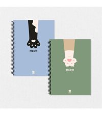 Tabby Design Pati A5 Çizgisiz Spiralli Küçük Boy Çok Renkli 2'li Set Not Defteri