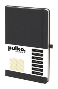 Pulko A5 Çizgili Orta Boy Siyah Not Defteri