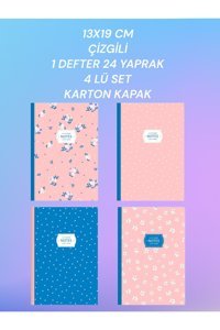 Seyfikirtasiye A6 Çizgili Düz Küçük Boy Pembe 4'lü Set Not Defteri