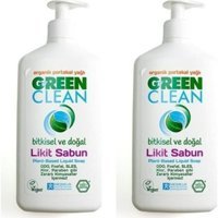 Green Clean Bitkisel Portakal Yağı Organik Nemlendiricili Parabensiz Alkolsüz Köpük Vegan 2'li 500 ml Sıvı Sabun