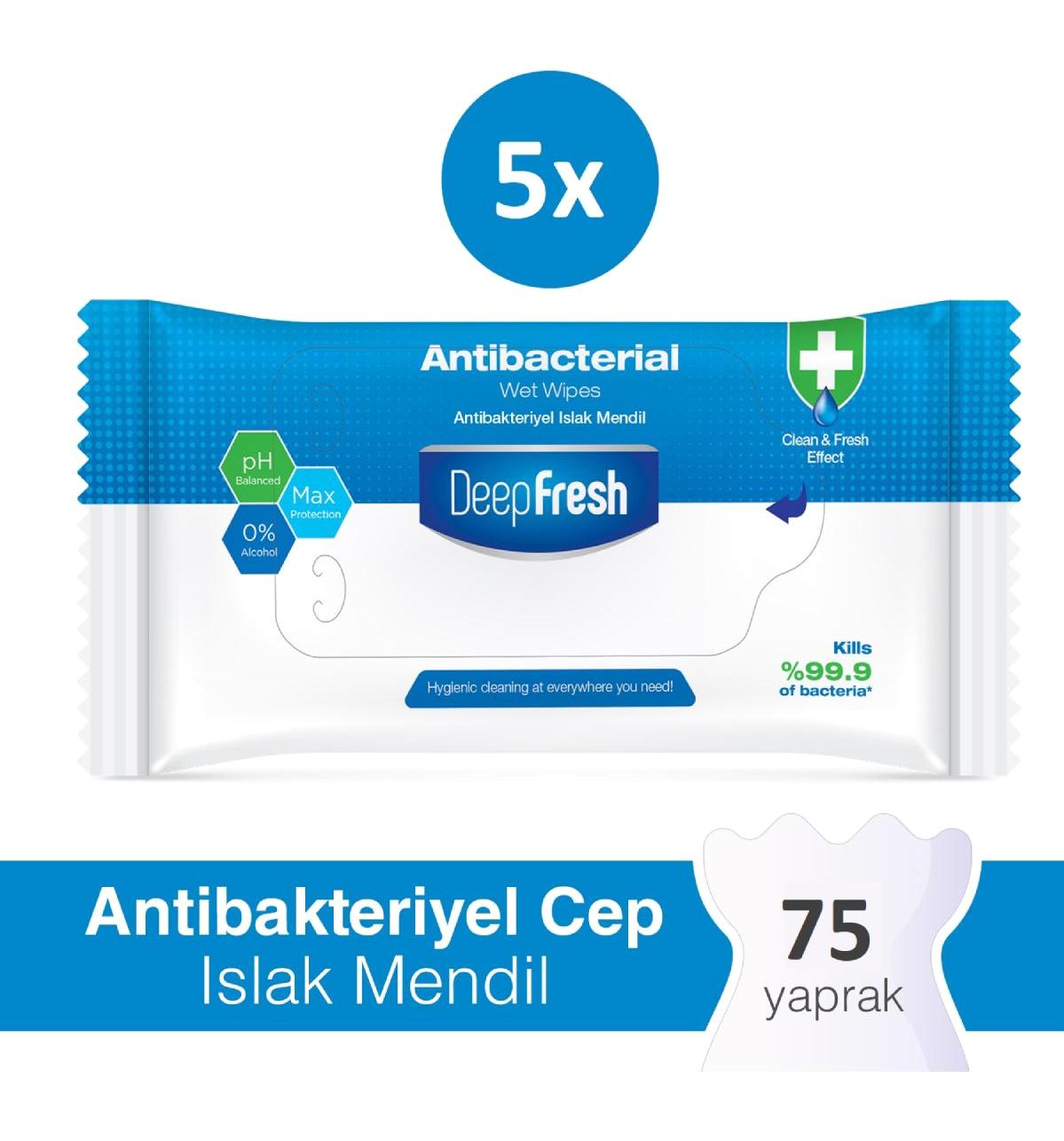 Deep Fresh Antibakteriyel 75 Yaprak 5'li Islak Mendil