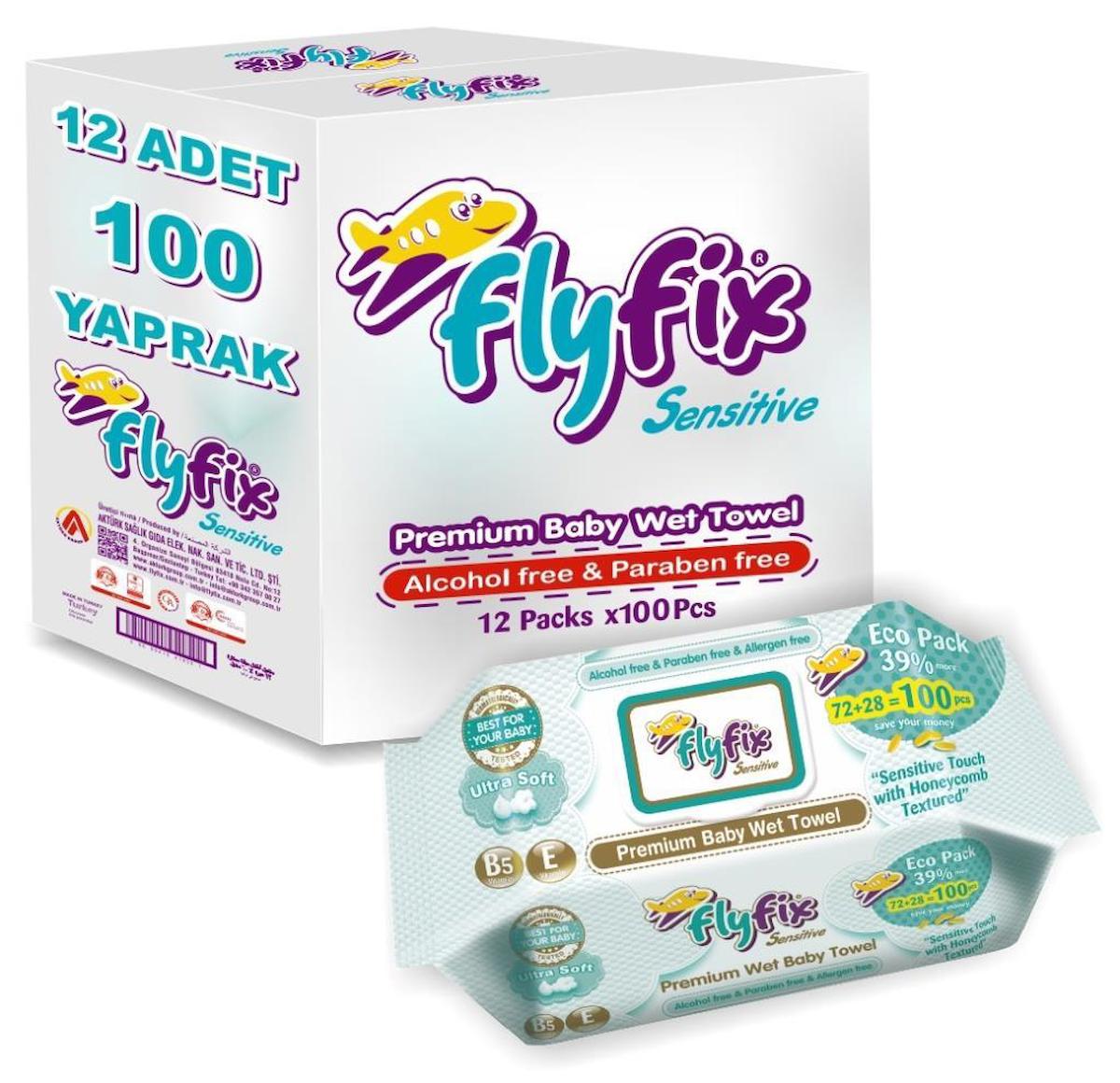 Flyfix Sensitive Antibakteriyel 1200 Yaprak 12'li Islak Mendil
