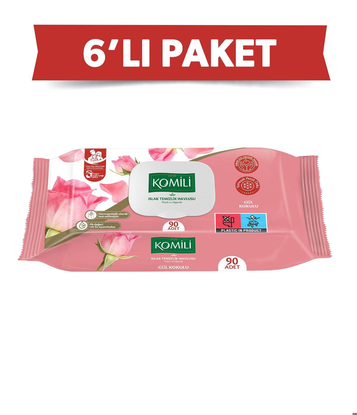 Komili Gül 540 Yaprak 6'lı Islak Mendil