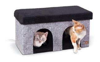 K&H Isıtmalı Dikdörtgen Tek Katlı İç Mekan Kedi Evi Gri