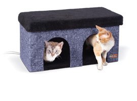 K&H Isıtmalı Dikdörtgen Tek Katlı İç Mekan Kedi Evi Lacivert