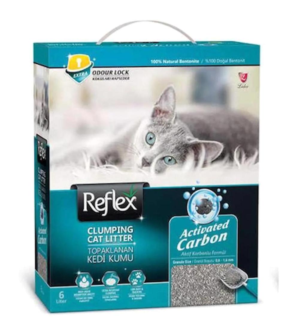 Reflex Topaklanan İnce Taneli Aktif Karbonlu Bentonit Kedi Kumu 12x6 lt