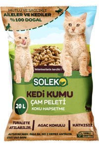 Soleko Ekonomik Boy İnce Taneli Çam Pelet Kedi Kumu 20 lt