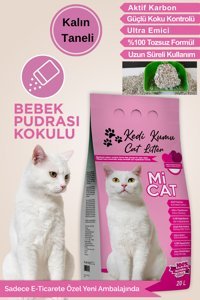 Mi Cat Tozsuz Topaklanan Kalın Taneli Aktif Karbonlu Bentonit Kedi Kumu 20 lt