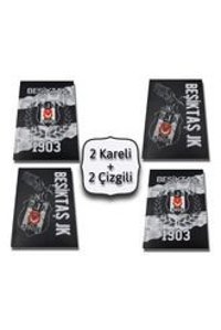 Beşiktaş Show A4 60 Yaprak Kareli Telli Yumuşak Kapak 4'lü Beşiktaş Okul Defteri