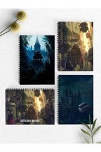 Apeirona A5 50 Yaprak Noktalı Telli Karton Kapak 4'lü Harry Potter Okul Defteri