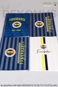 Fenerbahçe A4 72 Yaprak Kareli Telli Karton Kapak 4'lü Fenerbahçe Okul Defteri