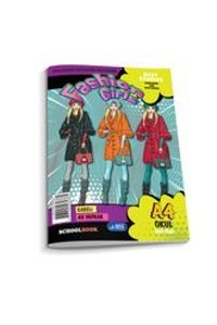 Umut Sweet Fun A4 40 Yaprak Kareli Dikişli Karton Kapak 4'lü Fashion Girls Okul Defteri
