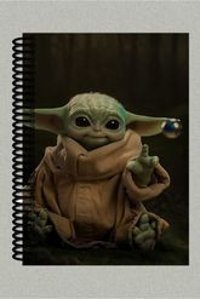 Namgo A5 100 Yaprak Çizgisiz Telli Karton Kapak 1 Adet Baby Yoda Okul Defteri