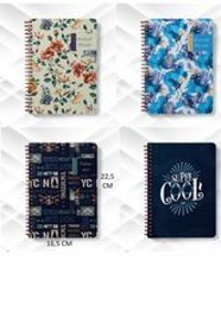 Edu Note 80 Yaprak Çizgisiz Telli Karton Kapak 4'lü Okul Defteri