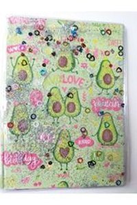 Cuaderno A5 50 Yaprak Kareli Dikişli Sulu Kapak 1 Adet Avokado Okul Defteri