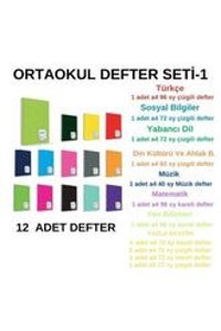 Çeçen Home A4 360 Yaprak Kareli - Çizgili - Müzik Defteri Telli Sert Kapak 12'li Okul Defteri