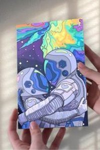 Namgo A5 24 Yaprak Çizgisiz Dikişli Karton Kapak 1 Adet Astronot Okul Defteri