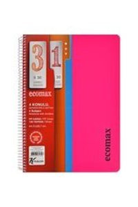 Keskin Colors A4 120 Yaprak Kareli-Çizgili Telli Yumuşak Kapak 1 Adet Okul Defteri Pembe