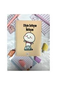 Smyrnadesing N0126 A5 48 Yaprak Çizgisiz Telli Karton Kapak 1 Adet Etliyim Butluyum Mutluyum Okul Defteri