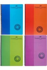 Faber Castell A4 80 Yaprak Kareli Telli Yumuşak Kapak 4'lü Okul Defteri Çok Renkli