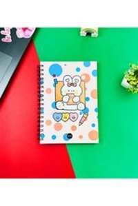Gift Moda A5 200 Yaprak Çizgisiz Telli Sert Kapak 1 Adet Pen Rabbit Okul Defteri