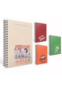 Gıpta Pastel Note A7 80 Yaprak Çizgili Telli Karton Kapak 4'lü Positive Vibes Okul Defteri
