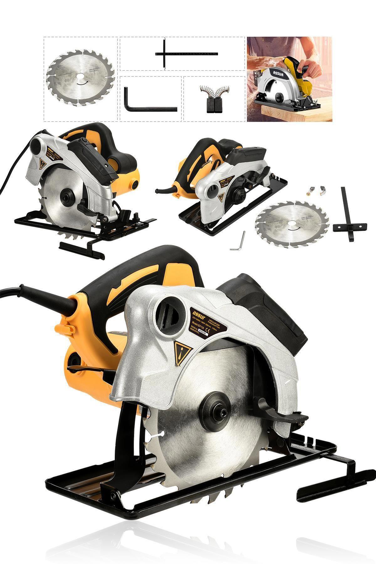 Assur Profesional 5500 RPM 1000 W 5500 devir/dk 120 mm Açılı Kesim Kablolu Akülü Elektrikli Daire Testere