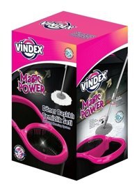 Vindex Magic Power Döner Başlıklı Mop Seti Beyaz