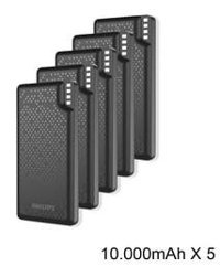 Philips DLP2010NB/62 50000 mAh Dijital Göstergeli Micro USB Çoklu Bağlantı Kablolu Powerbank Siyah