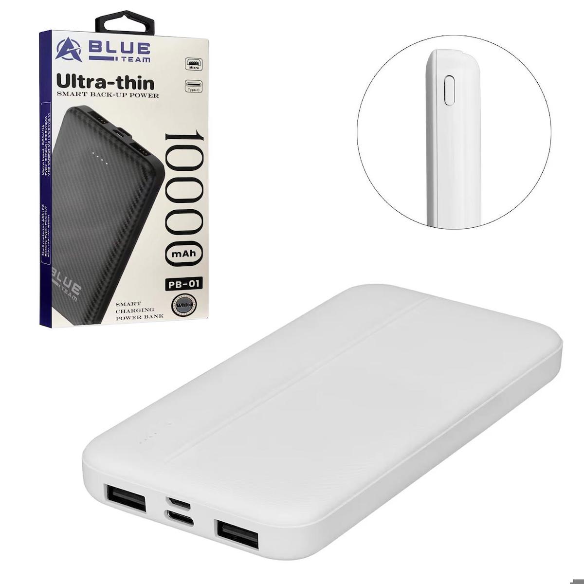 Blue Team Pb-01 10000 mAh USB Type C Çoklu Bağlantı Kablosuz Powerbank Beyaz