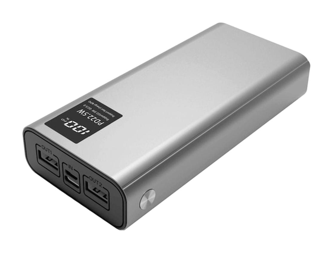 Zore B-20 QC 20000 mAh Hızlı Şarj Dijital Göstergeli USB Type C Çoklu Bağlantı Kablolu Powerbank Gri