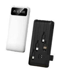 Bella Markt Premium 20000 mAh Hızlı Şarj Dijital Göstergeli Micro USB & Lightning Çoklu Bağlantı Kablolu Powerbank Siyah