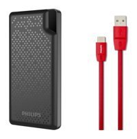 Philips DLP2010NB 10000 mAh Dijital Göstergeli Micro USB Çoklu Bağlantı Kablolu Powerbank Siyah