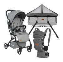 Tommy Baby İnci Çift Yönlü Katlanabilir Tek Elle Kapanan 360 Derece Dönen Kabin Tipi Puset Bebek Arabası Gri