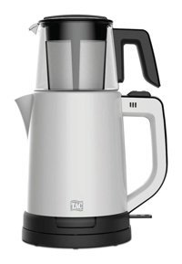 Taç Duo Cam Demlikli 1800 W Çelik Beyaz Çay Makinesi
