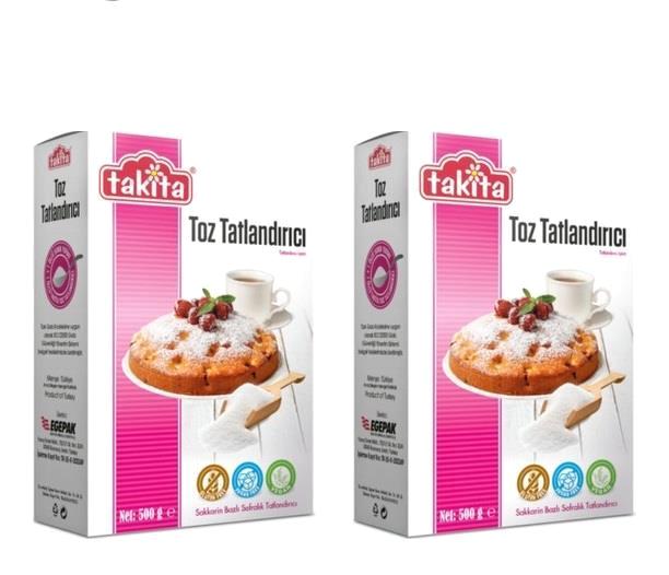 Takita Vegan Glutensiz Tatlandırıcı Toz Şeker 2'li 500 gr