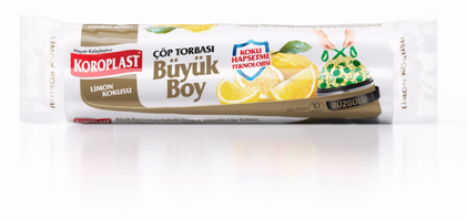Koroplast Limon Kokulu Büzgülü Büyük Boy 65x70 cm Çöp Poşeti 10 Adet Sarı